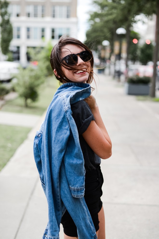 Chic Denim Jacket and Sunglasses