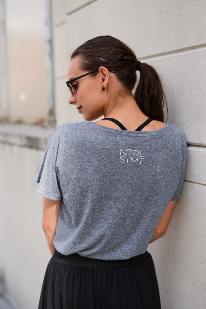 Natural Statement Logo on Grey Tee