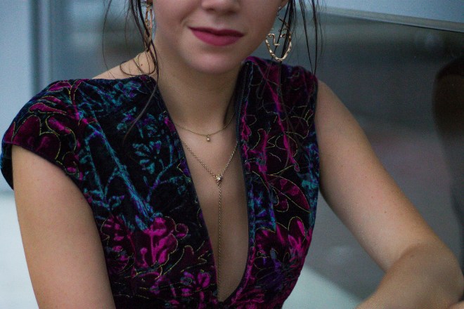 Velvet Dress With Plunge Neckline