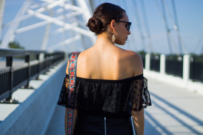 Off-The-Shoulder Top and Statement Purse Strap